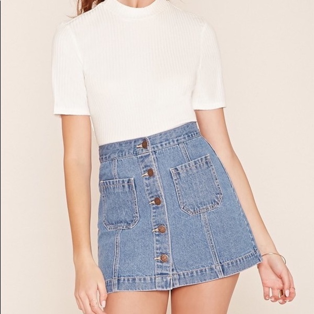 Forever 21 Button Front Denim Skirt
